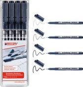 edding 1880 Drawliner 4 stuks 0.1/0.3/0.5/0.7mm - Precisie fineliner voor nauwkeurig schetsen op lichtgekleurd papier. De set bevat 4 schrijfdiktes in met zwarte inkt. De gebruikte pigmentinkt is watervast en extreem lichtecht.