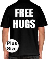 Free Hugs grote maten poloshirt zwart voor heren 4XL