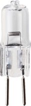 Heldere halogeenlamp met G6.35 fitting en zichtbaar gloeidraad.