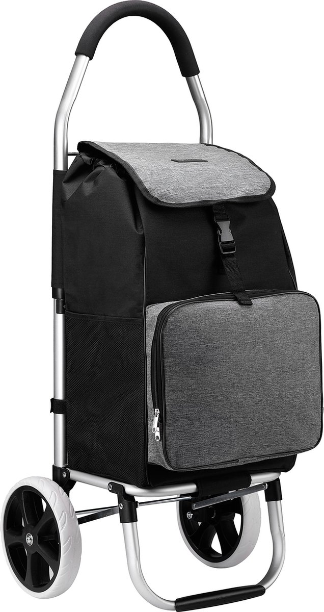 Packaway Boodschappentrolley met koelvak - 45L - boodschappenwagen - steekwagen functie - ZWART / GRIJS