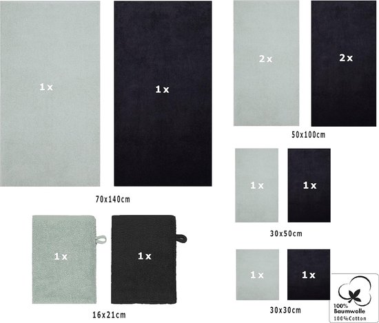 Julie Julsen Set van 2 badhanddoeken verkrijgbaar in 29 kleuren zacht en absorberend 500gsm Oeko Tex zwart 100 x 150 cm B-product