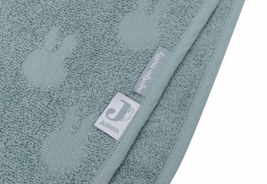 Jollein x Nijntje- Badponcho Baby Badstof - Badcape Kind met Capuchon - Miffy Jacquard Sea Green van Jollein — afbeelding 3