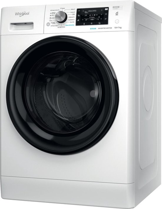 Whirlpool FFWDD1076258B machine à laver avec sèche linge Autoportante Charge avant Blanc E