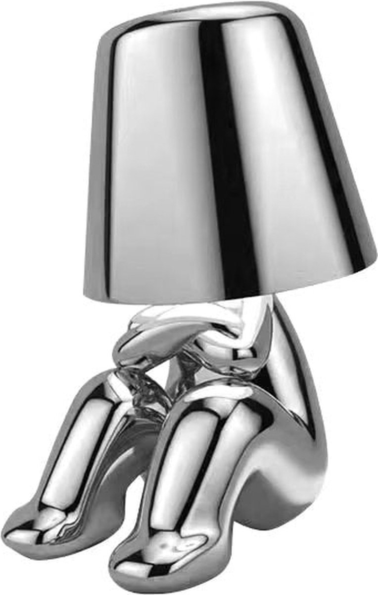 Luxus Europe - Bins Brother Tafellamp - Zilver - Decoratieve Tafellamp - Tafellamp slaapkamer - Draadloos - Dimbaar