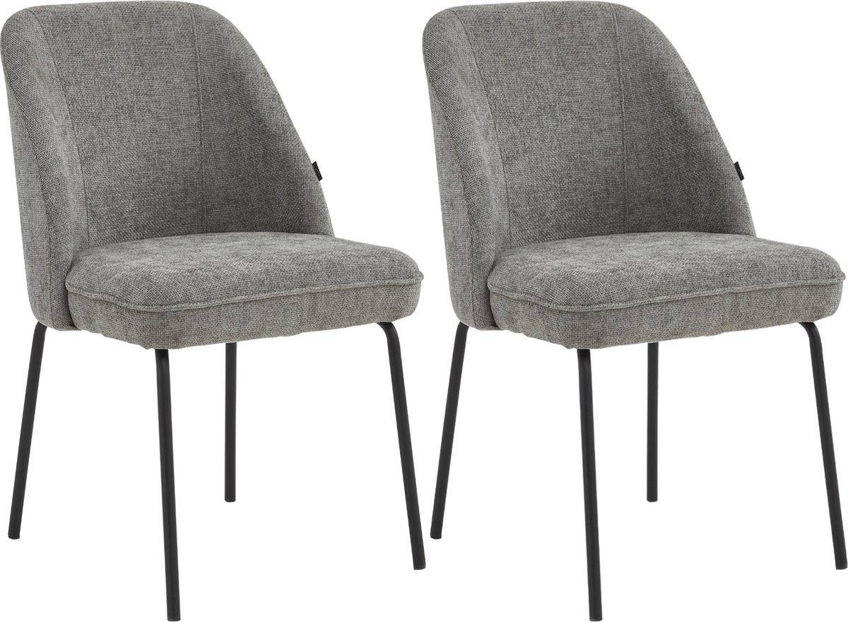 Colenis® - Julia Eetkamerstoel - Set Van 2 - Grijs - Linnen Stof - Industrieel - Design