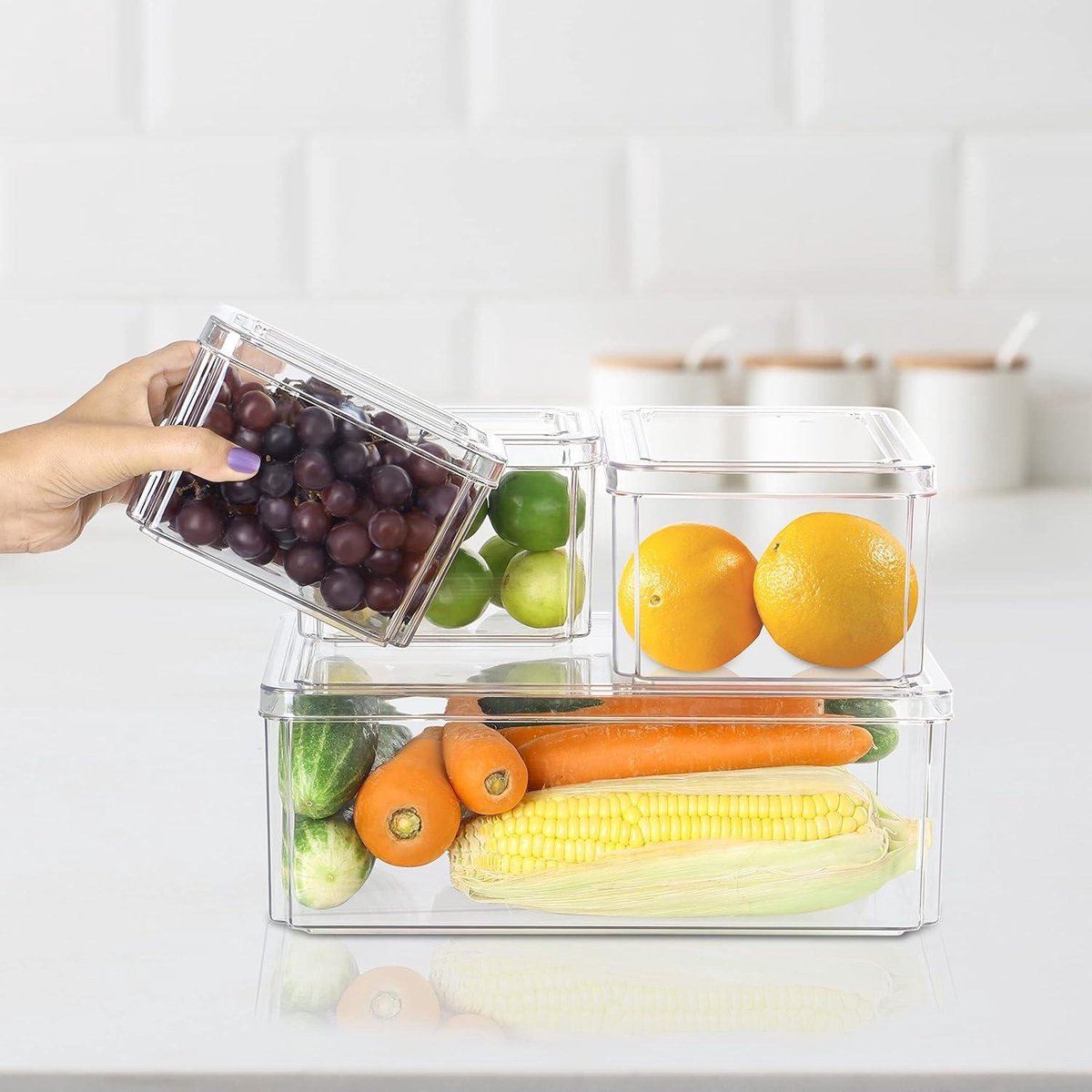 Winter Shore Plastic Koelkast Containers met Deksels (7 Pak Winter Shore Plastic Koelkast Containers met Deksels (7 Pak