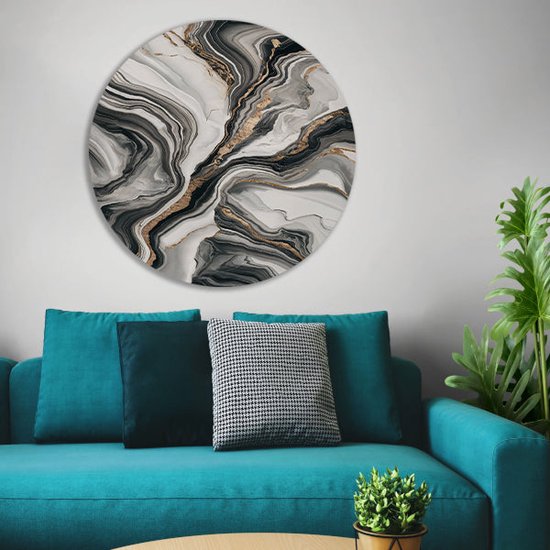 Plaque murale en marbre - Peinture matérielle - Cercle mural Or - Tableaux ruraux - Cercles muraux - Peintures & affiches cercle mural forex 70x70 cm