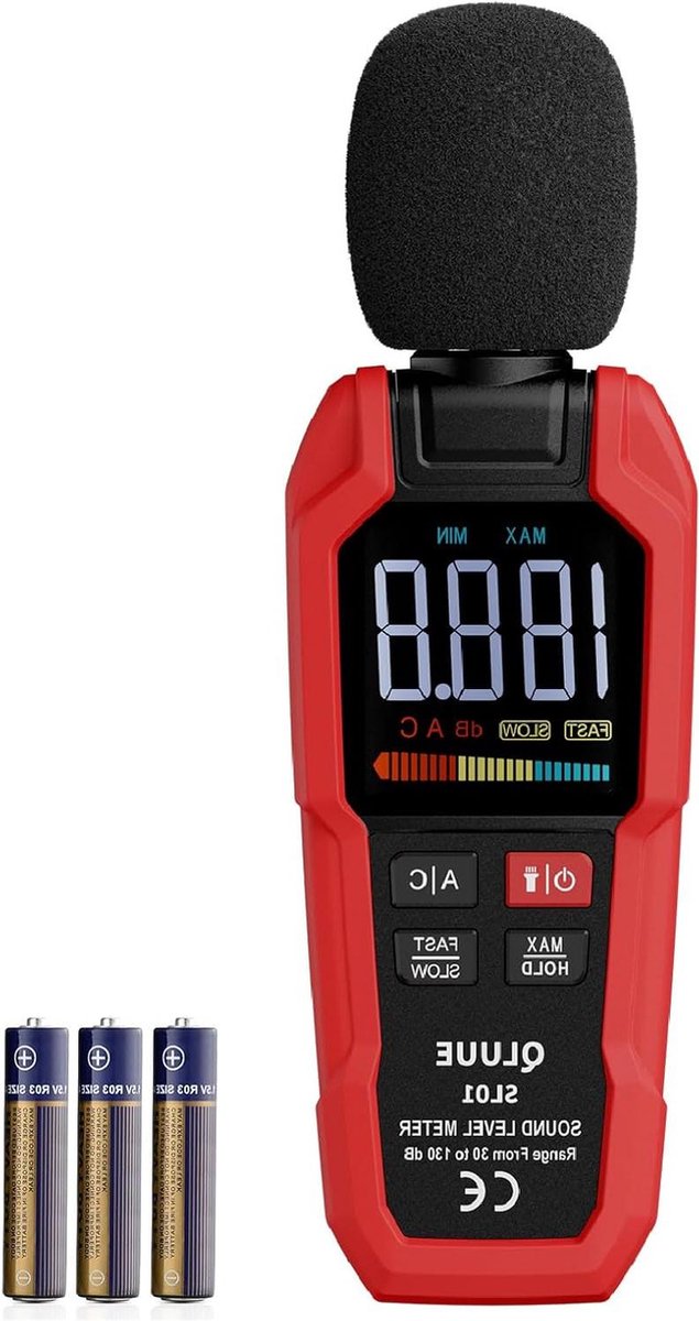 Digitale draagbare geluidsniveaumeter decibelmeter - 30 dB tot 130 dB A/C-gewogen - LCD-display - thuis, fabriek, straat