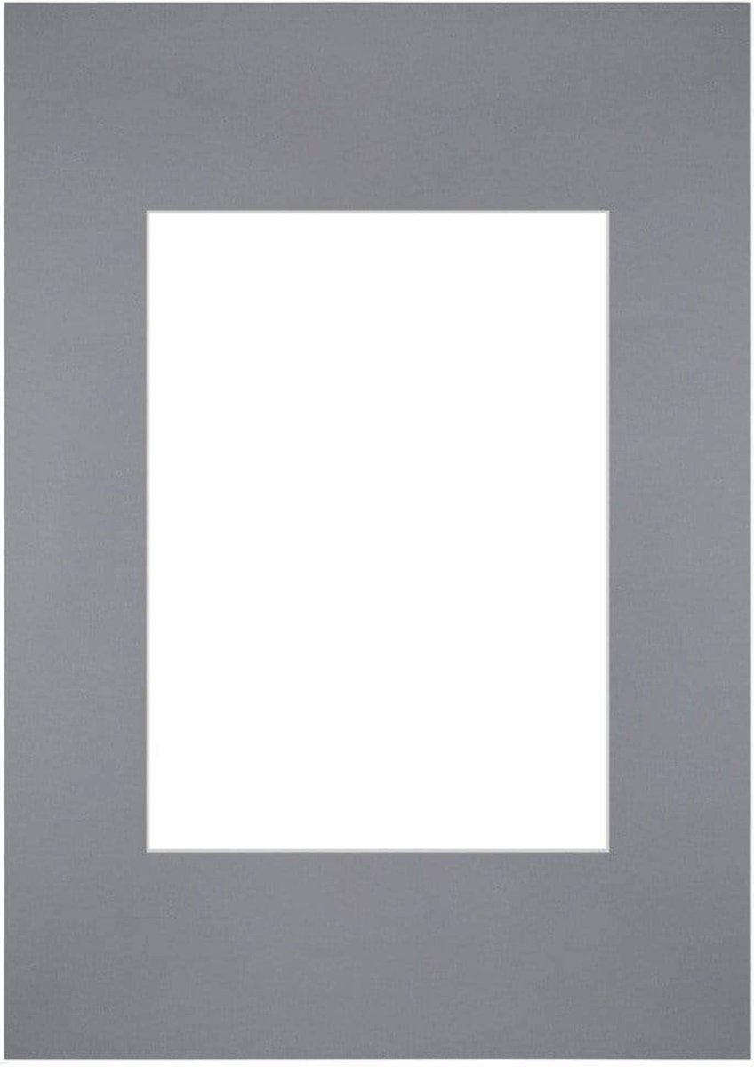 Passe-Partout Fotomaat 13x18 cm - Lijstmaat 21x29,7 cm - Grijs - Museumkarton - Fotolijst niet inbegrepen