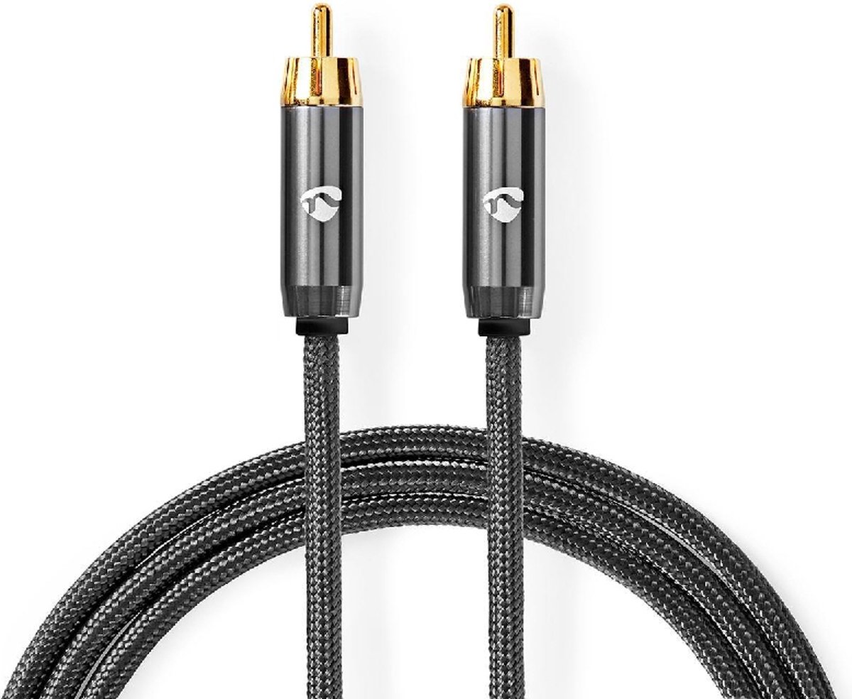 Subwoofer Kabel - Nylon Sleeve - Verguld - 3 meter - Gunmetal