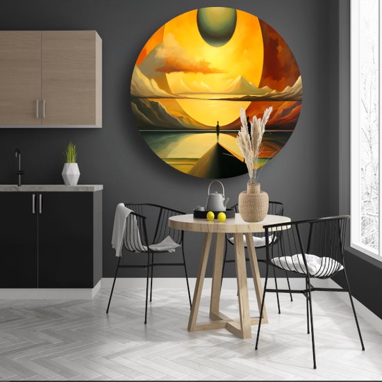 Tableau rond paysage - Cercle mural nature - Échelles murales Personnes - Décoration murale classique - Cercles muraux - Décoration chambre cercle mural forex 90x90 cm