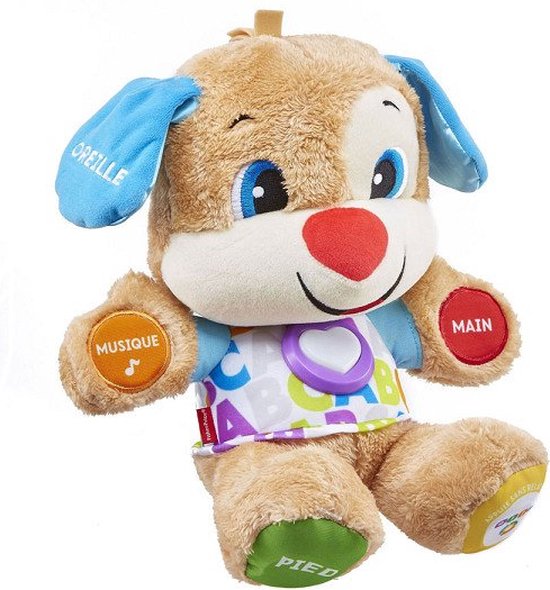 Fisher-Price Leerzaam Babyspeelgoed, Leerplezier Meegroeispeelgoed Zusje, Roze Muzikale Knuffel voor Baby's vanaf 6 Maanden, Meertalige Versie: Nederlands, Engels, Frans, Duits, Italiaans, JFD31