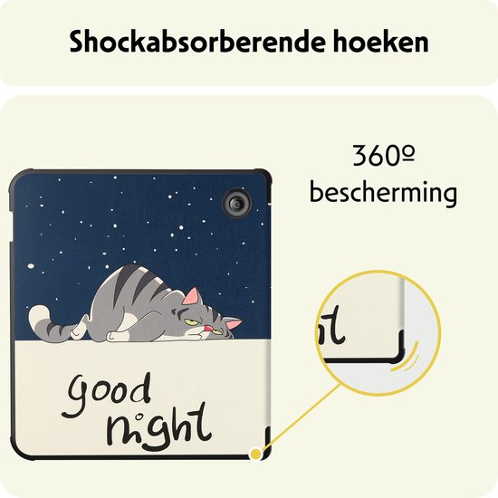 Hoesje Geschikt voor Kobo Libra Colour Hoes Bescherm Hoesje Case Sleep Cover Trifold - Hoes Geschikt voor Kobo Libra Colour Hoesje - Kat van Hoesje  — afbeelding 5