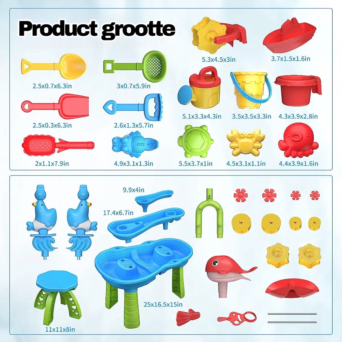 Gerbala Table Eau Sable Enfants 3+ Ans - Grande Table De Jeu Aquatique 102 Cm Avec Animaux, Bateaux, Canne à Pêche