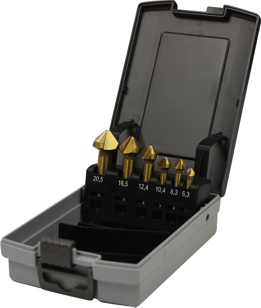 6-delige geslepen verzinkborenset HSS M2 met TiN coating DIN335C 6,3 tot 20,5 mm MW Tools MTMS6