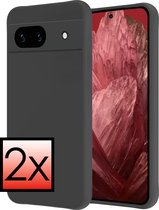 Hoes Geschikt voor Google Pixel 8a Hoesje Cover Siliconen Back Case Hoes - Zwart - 2x