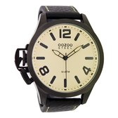 OOZOO Timepieces - Zwarte horloge met zwarte leren band - OS341