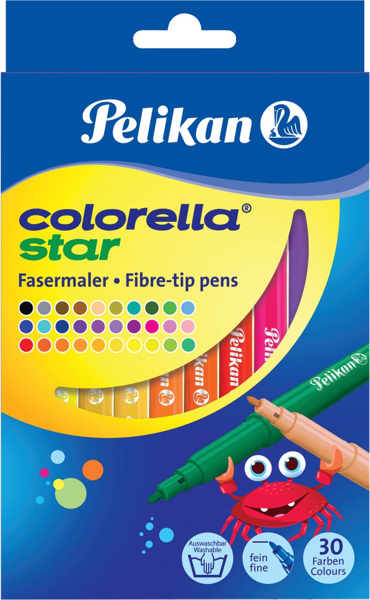 Pelikan Colorella Star C302, Fijn, 30 kleuren, Meerkleurig, Rond, 30 stuk(s), Hangende doos