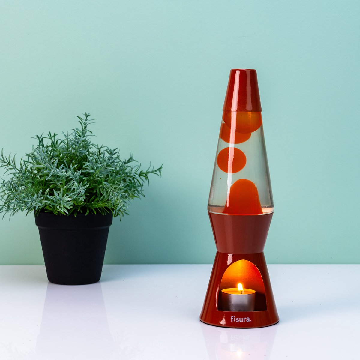 Waxinelicht Lavalamp - Oranje Met Oranje Lava van Fisura