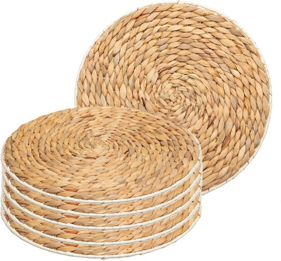 Secret de Gourmet Set de table en jonc de mer fini - 6x - naturel - rond - dia 35 cm - Sets de table