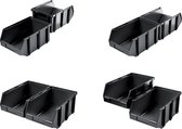 Kistenberg Sorteer opbergbakjes voor kleine spullen/gereedschap - 8x - zwart - kunststof - 22 x 14 x 9.5 cm - stapelbaar