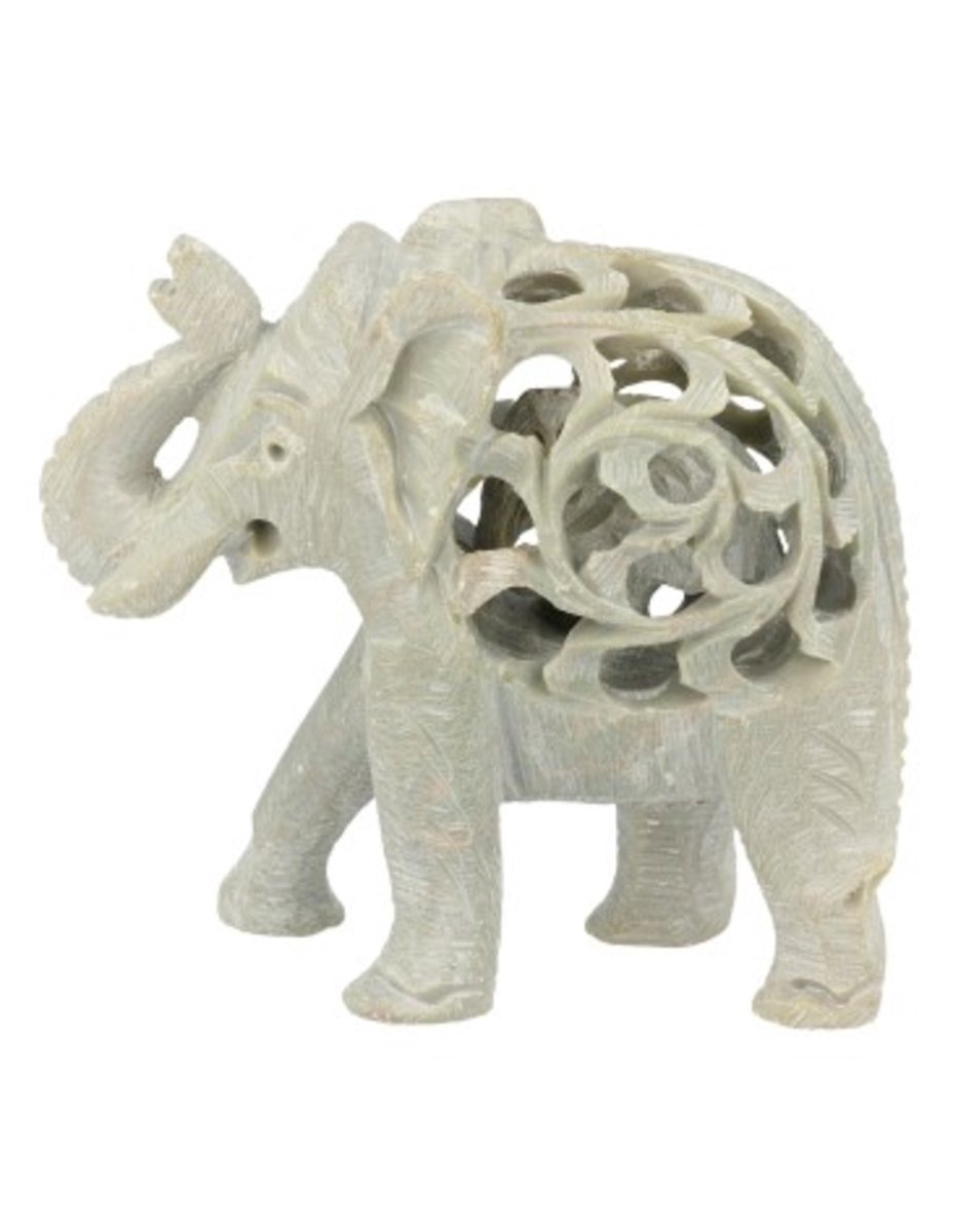 Ruben Robijn Speksteen olifant in olifant 7 cm Bonte kleuren