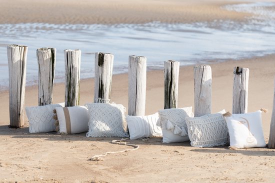 J-Line coussin Cosy - coton - blanc cassé - large