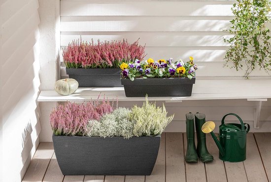 Prosperplast Plantenpot Roma Garden - kunststof - antraciet - 30 cm