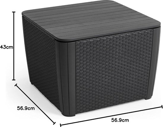 Allibert by Keter kruk met opbergruimte Cube w/ cushion, grafiet/cool