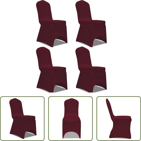 Foto: The living store stoelhoes stretch bordeaux geschikt voor stoelen tot 100 cm 10 spandex 4 stuks