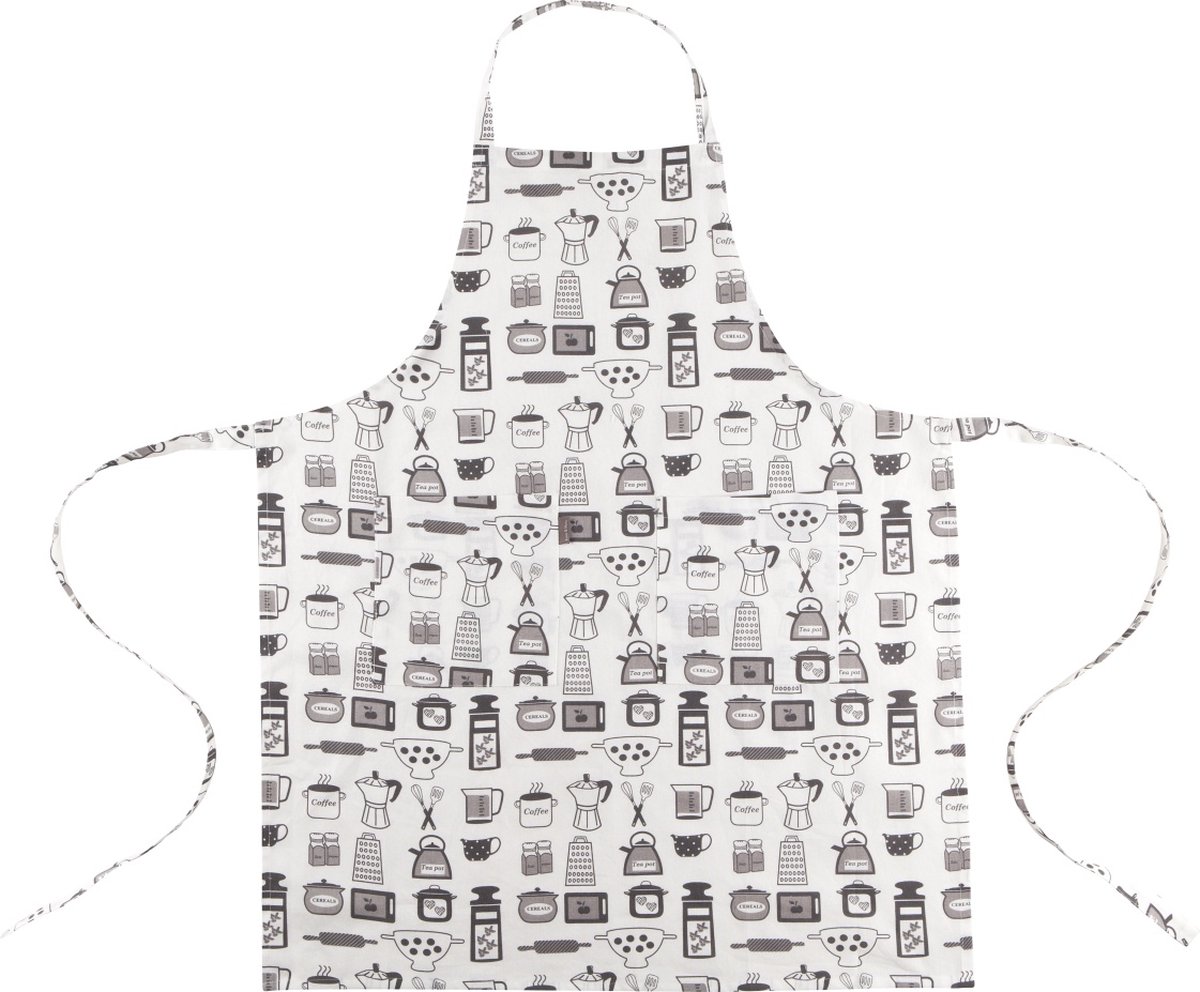 Kitchentools Schort zwart/wit 75x90cm