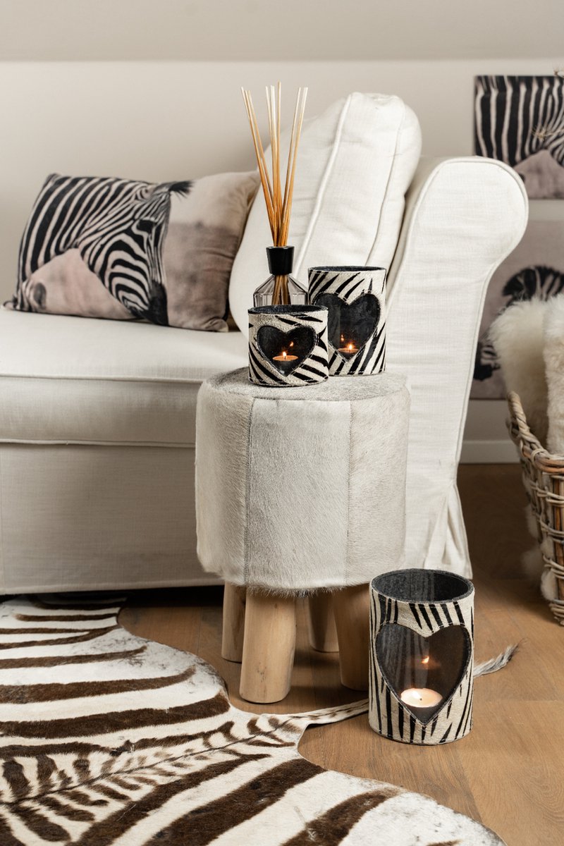 *windlicht koe hart zebra 10cm*