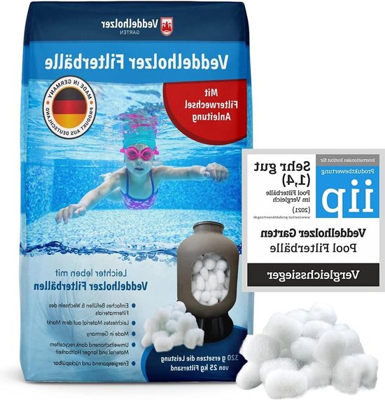 Zwembadfilterballen, gemaakt in Duitsland, superlicht materiaal, vervangt 25 kg filterzand, kwartszand, zwembadreiniger