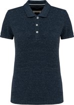 Polo Femme XS Col Kariban avec boutons Manche courte Blue Nuit Chiné 100% Katoen