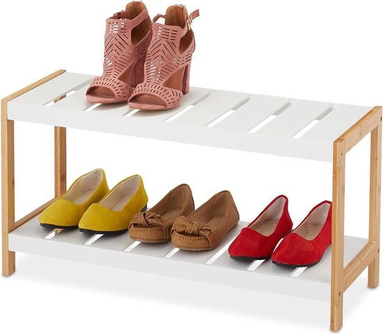 Relaxdays schoenenrek SANDRA, 2 laags, voor 6 paar schoenen, metalen