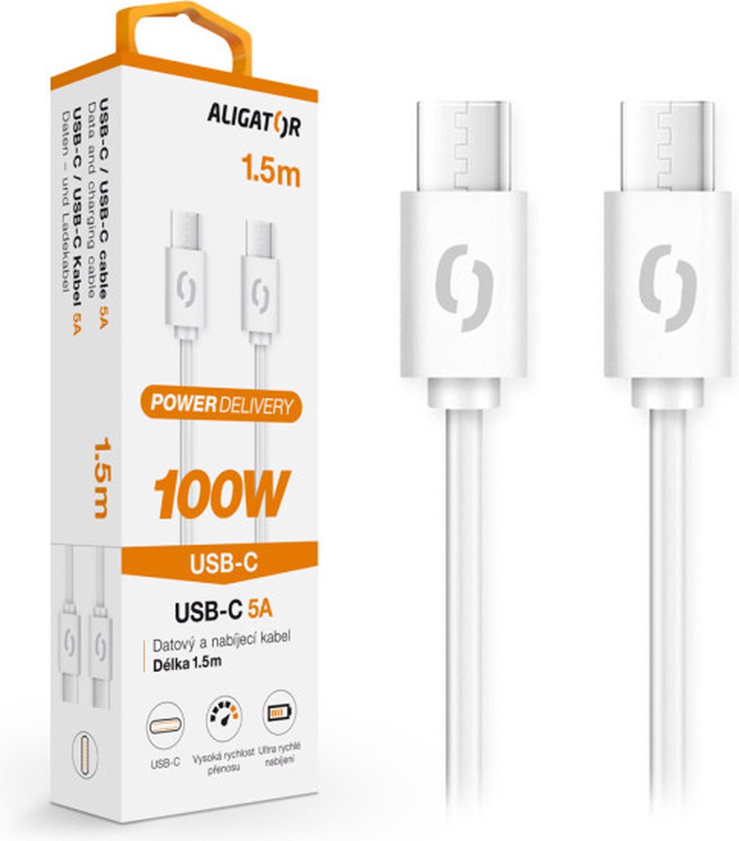 Aligator DATKP47 USB-kabel USB 3.2 Gen 1 (3.1 Gen 1) 1,5 m USB C Wit
