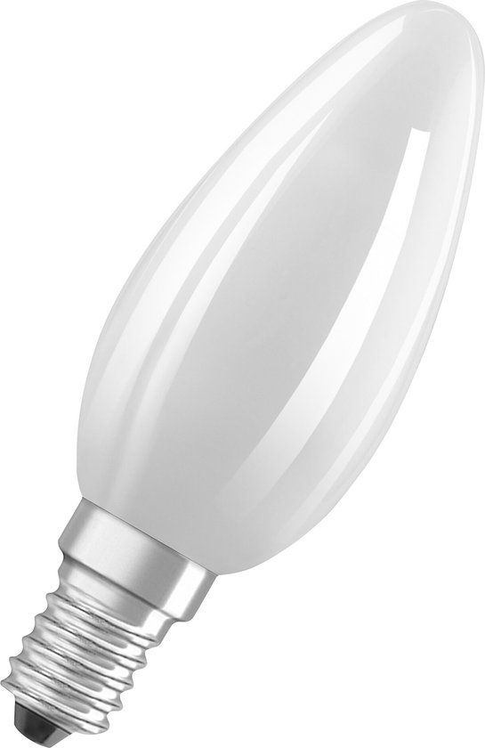 Osram LED lamp in classic Edison shape, with decorative LED filament, energy efficiency class A, E27, 2.2 W, 470 lm, 4000 K, cool white. 100% light straight away, with no warming up. Low flickering