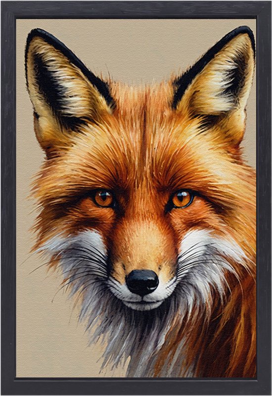 Décoration murale renard - Décoration murale Animaux - Peintures sur toile Fourrure - Décoration murale rurale - Peinture sur toile avec cadre plateau - Décoration murale avec cadre plateau 40x60 cm