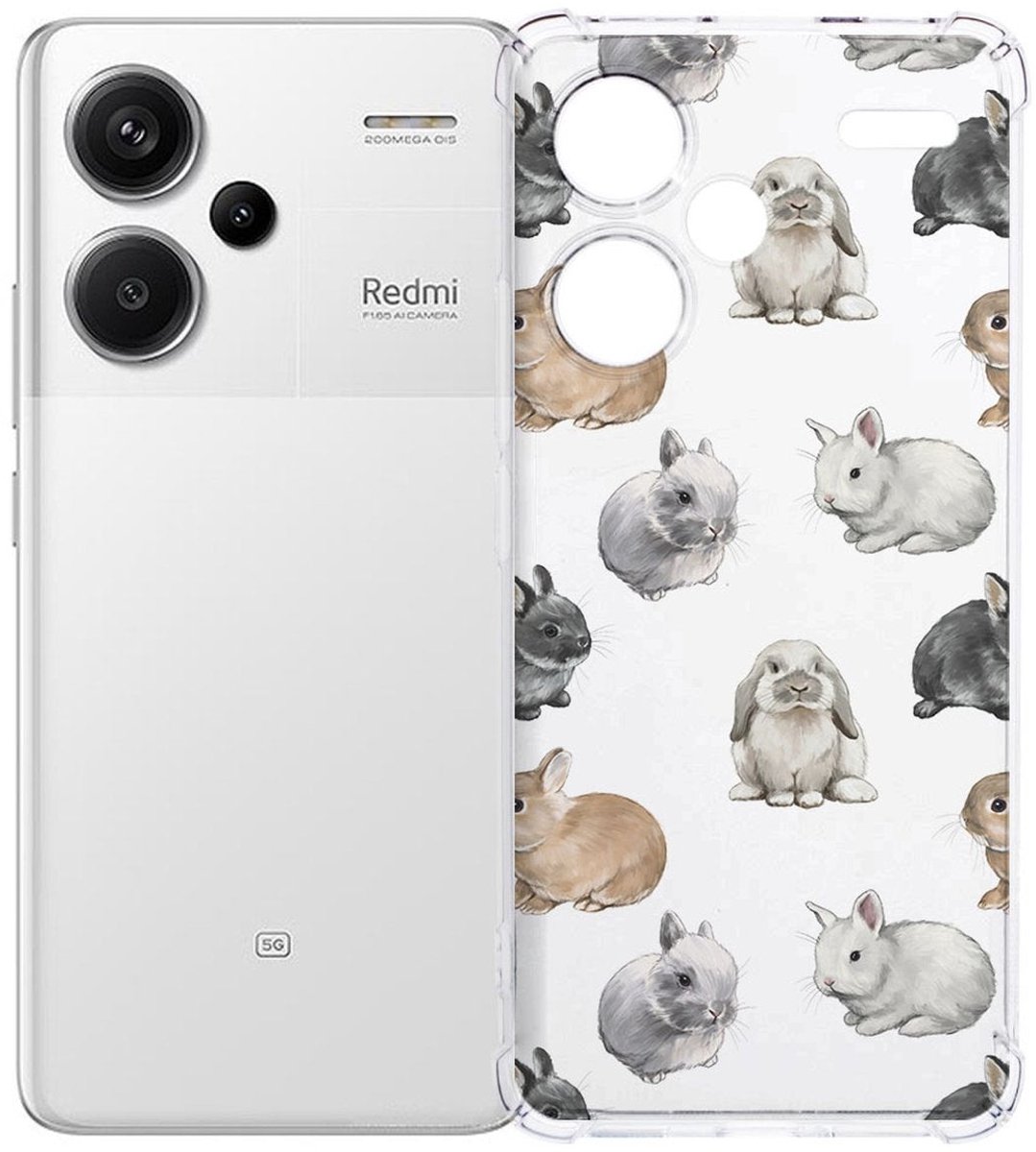 Xiaomi Redmi 13 Pro Plus Hoesje - Konijntjes TPU Antishock