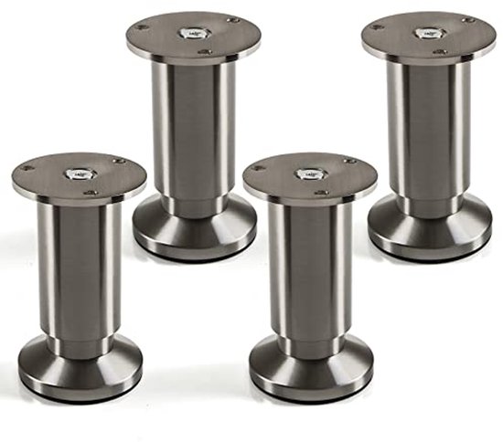 Stahlia Meubelpoten Verstelbaar  Set Van 4  Chroom Glans 20 Cm Hoogte Belastbaar Tot 50 Kg Bankpoten Kastpoten Meubelpoten In Verstelbare Metalen Poten 1614298594