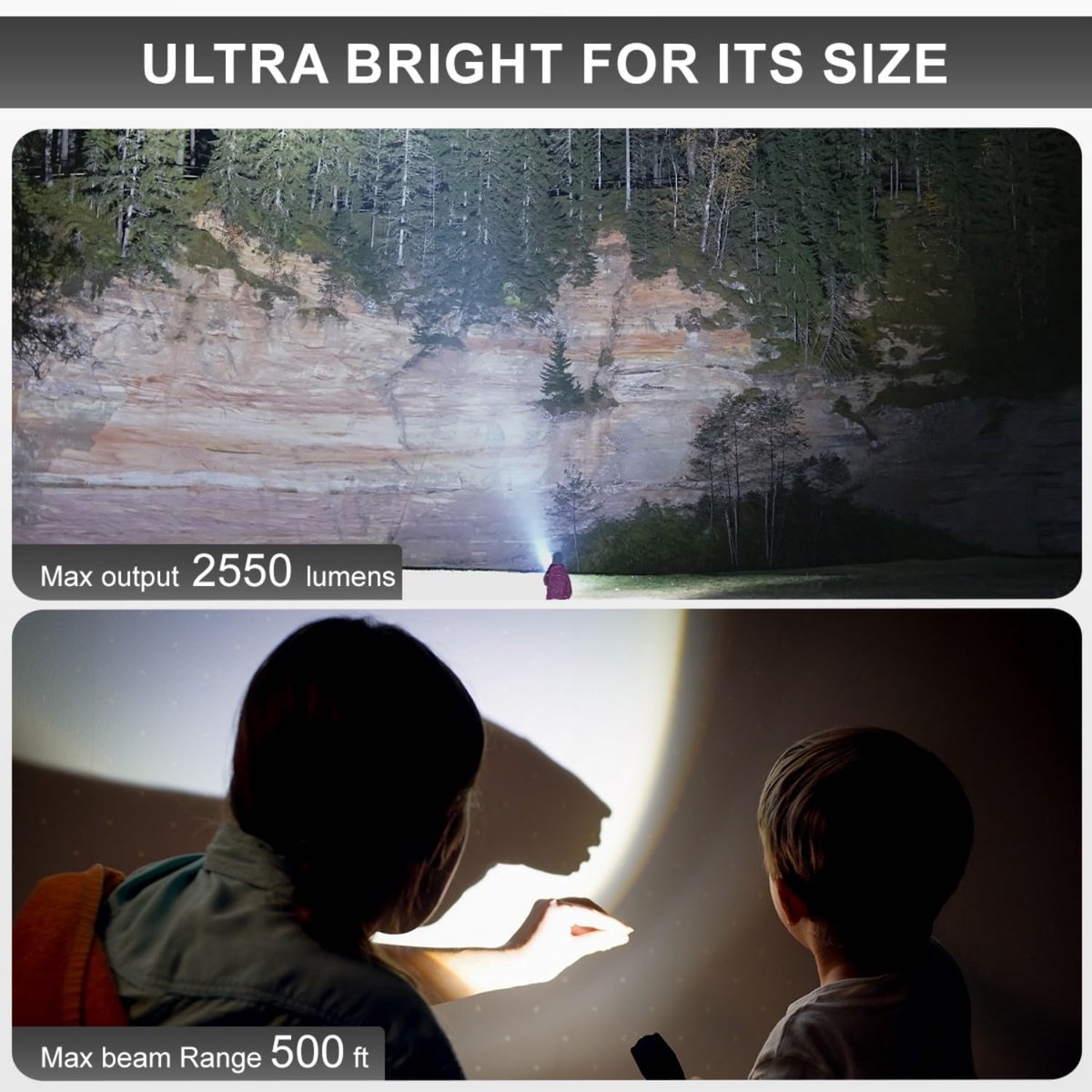 Super Bright LED Torch - Portable Mini LED Flashlight met USB Oplaadbaar - 5 Verlichtingsmodi - Kleine Zaklamp voor Kamperen en Noodgevallen - Zwart — cadeau in Sport & Outdoor - foto 2