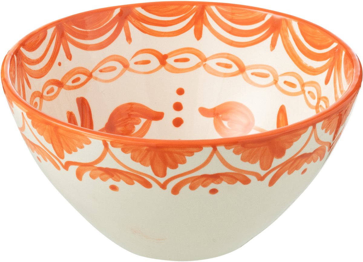 J-Line kom Granada High - keramiek - wit/oranje - medium - Ø 22 cm