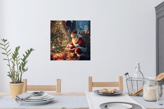 Muurstickers - Sticker Folie - Kerstman - Haard - Donker - 50x50 cm - Plakfolie - Muurstickers Kinderkamer - Zelfklevend Behang - Zelfklevend behangpapier - Stickerfolie