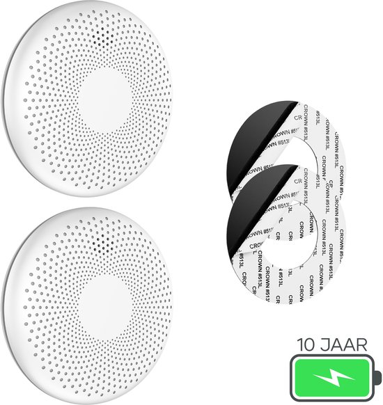 SAVS CS11 Combimelder 2-pack - Rook en koolmonoxide - 10 Jaar batterij - Geen LED lampje - Rookmelder en koolmonoxidemelder met extra dun design - Rook én CO melder - Montage zonder boren