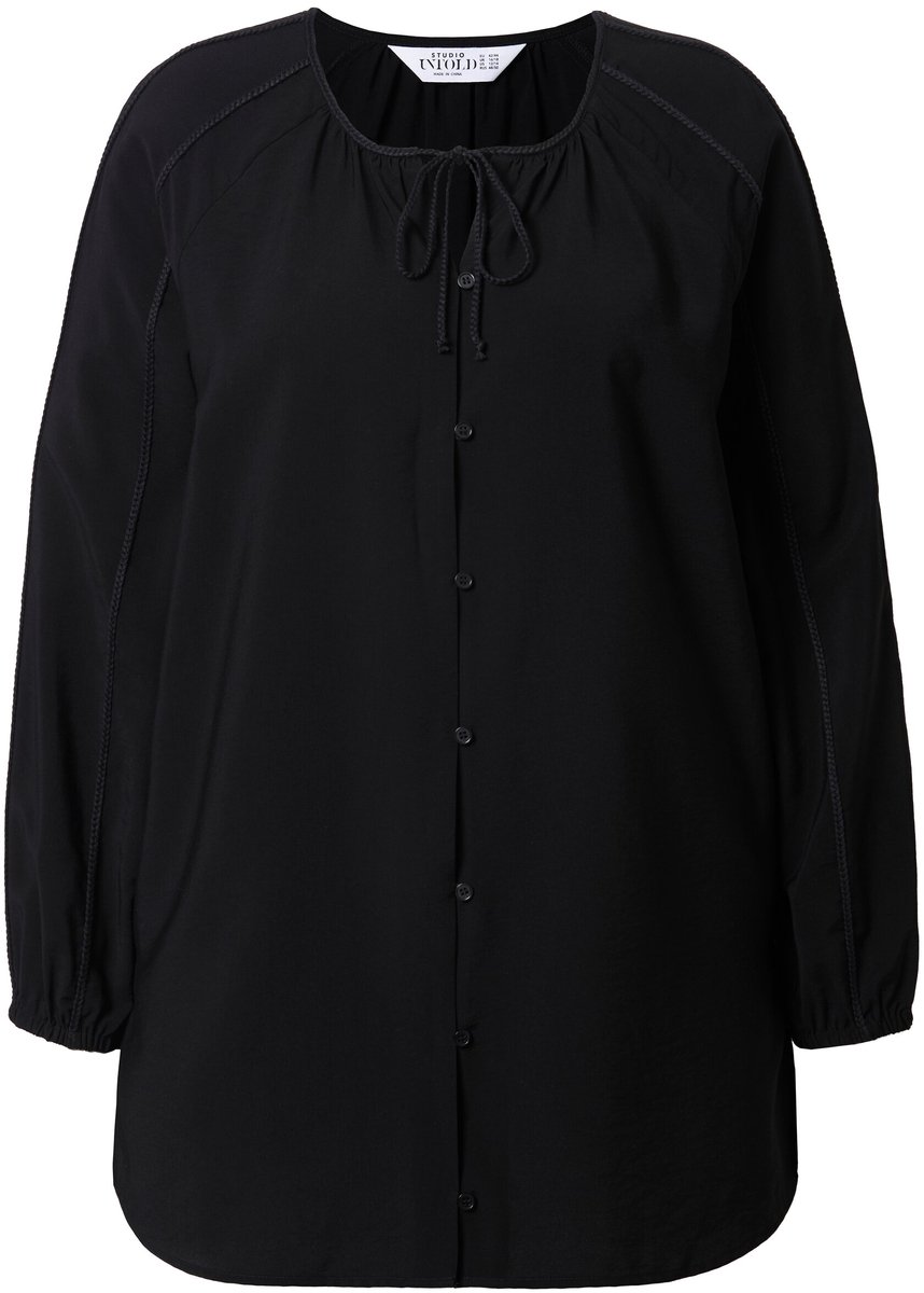 Studio Untold - Dames - Blouse A-lijn gevlochten details - Zwart - Maat 42+