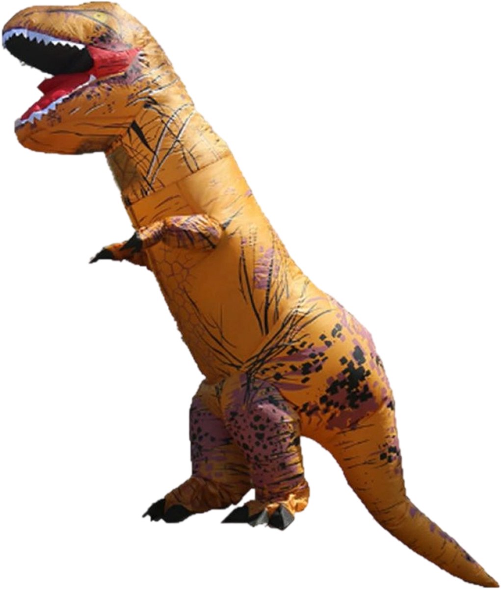 Opblaasbaar Dinosauruskostuum - Kinderen - Bruine T-Rex Halloween Kostuum - Geschikt voor 120-155cm