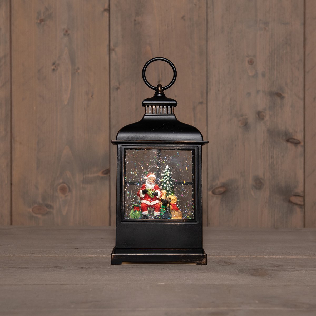 Anna's Collection Sneeuwbol/snowglobe glitter lantaarn - kerstman - 12 x 12 x 27 cm - met LED verlichting - kerstlantaarn – foto 2