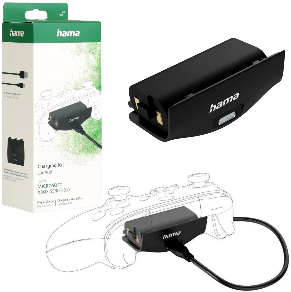 Hama 00115491 oplader voor mobiele apparatuur Spelbediening Zwart USB Binnen