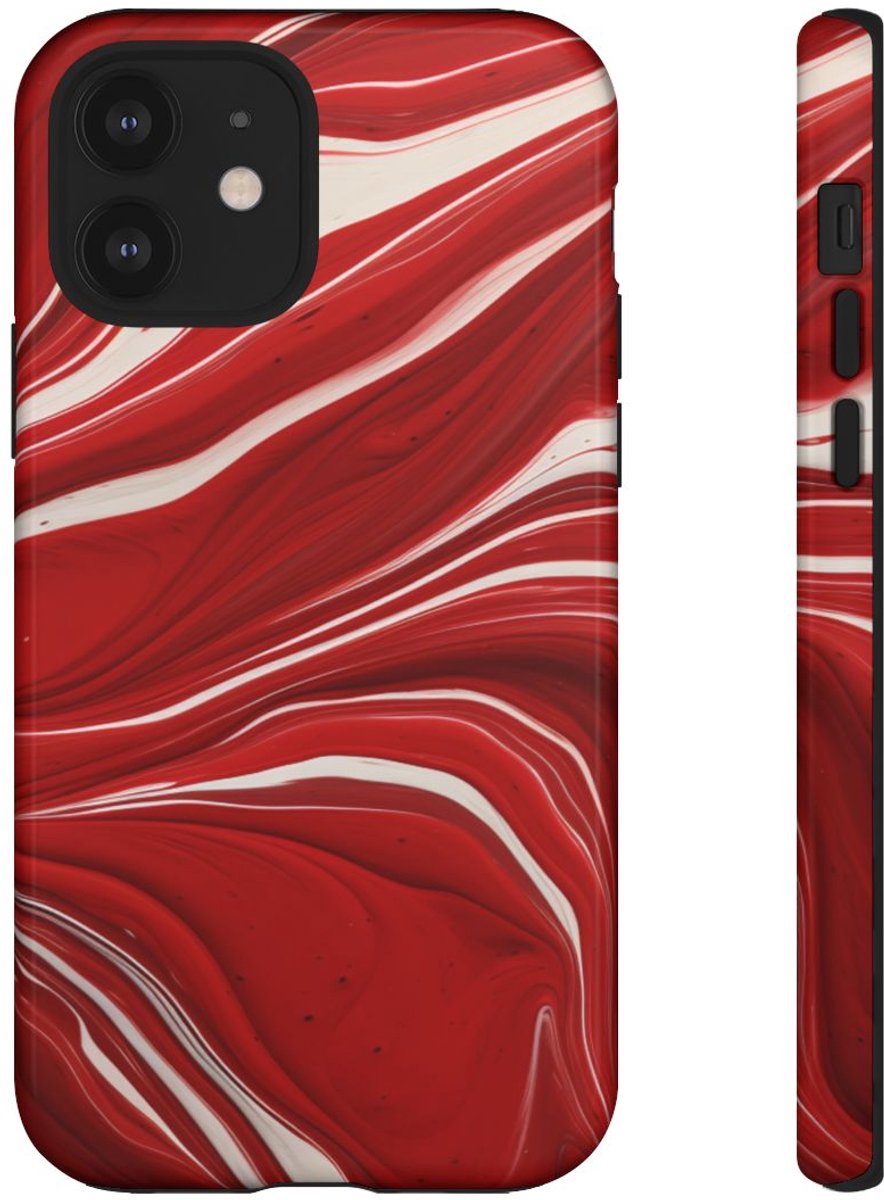 Rood-Wit Vloeiend Abstract Design – Telefoonhoesje Geschikt voor iPhone 12