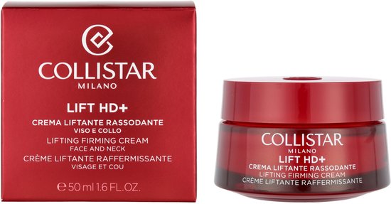 Collistar Lift HD+ Lifting Firming Cream gezicht en hals, 50 ml, in rode pot en doos.